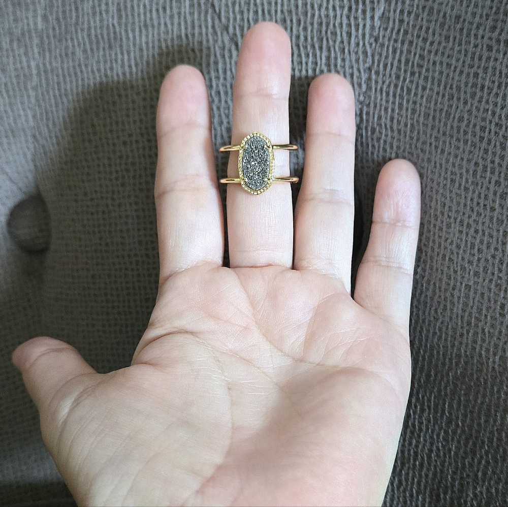 ✨️HP✨️ Kendra Scott "Elyse" Double✌️ Band Platinum Drusy Ring💍 - Picture 14 of 16